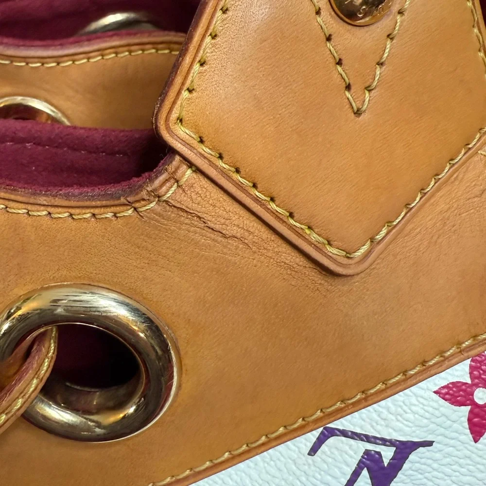 Louis Vuitton White Multicolor Monogram Handbag with Callouts